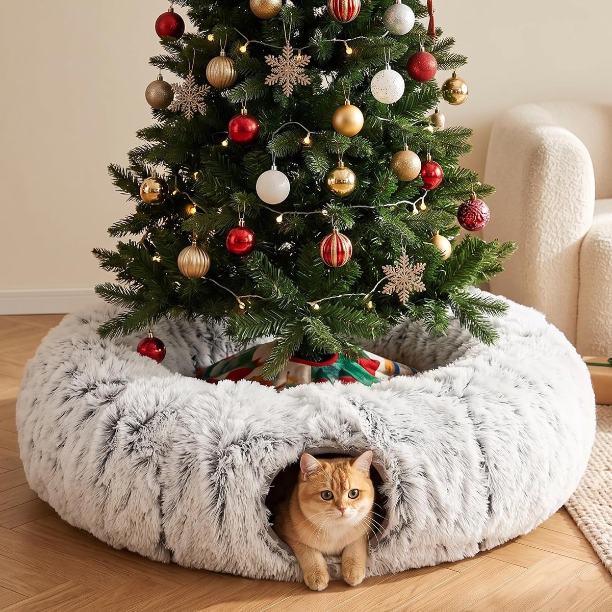 Avont 3-in-1 Cat Tunnel Bed with Washable Cushion