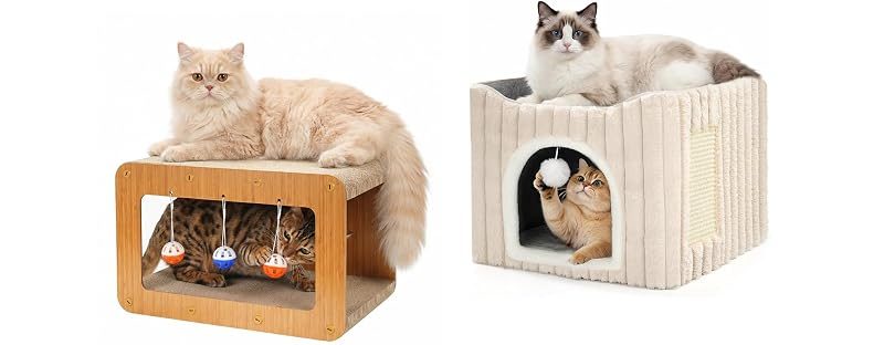 Avont Cardboard Scratcher House + Plush Cat House, No. 1