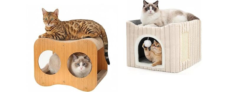 Avont Cardboard Scratcher House + Plush Cat House, No. 2